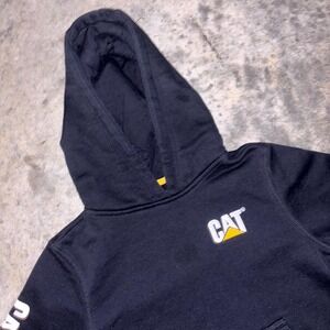 Caterpillar Cat Hoodie Boys Small 7-8 Black Cotton Winter Outdoor Regular Fit